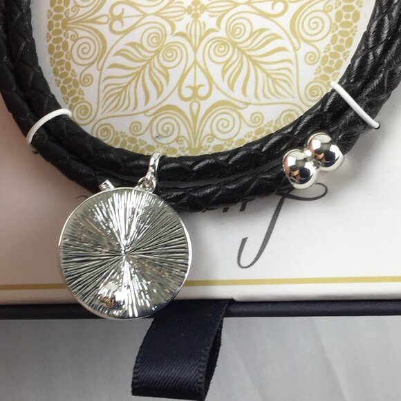 LUXE by CBC Genuine Leather Coil Wrap Bracelet With Cubic Zirconia "FAITH" - Picture 4 of 6